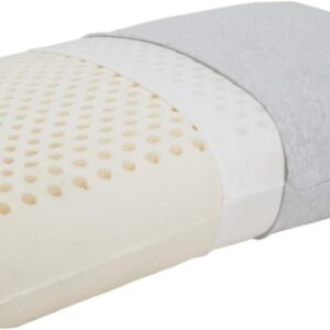 Latex Foam Pillow- Tall,Adult Pillows Sleeping Firm,with Removable Breathable Cotton Cover,High Profile Rubber Pillow for Side Back Sleeper, Release Neck Pressure (25.5"×17.7"×5.9")