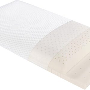 Adjustable Slim Sleeper -Thin Flat Latex Pillow for Sleeping with 2 Removable Layers 3 Heights(1'', 2.5'', 3.5''), for Stomach, Side and Back Sleepers,Twill White