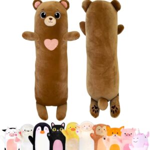 Bear Plush Body Pillow for Kids | Long Stuffed Animal Cuddle Pillow | Soft Hugging Toy | Plushie Gift for Girls & Boys | Long Plush Body Pillow for Sleep & Comfort | Small, 23 Inches