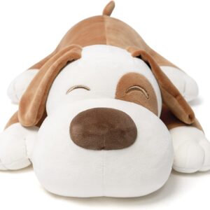 15" 1.9 Pound Weighted Stuffed Animals Brown Puppy Plush Toy Pillow - Kawaii Stuffed Animal for Kids, Toddlers & Teens - Soft Room Decor