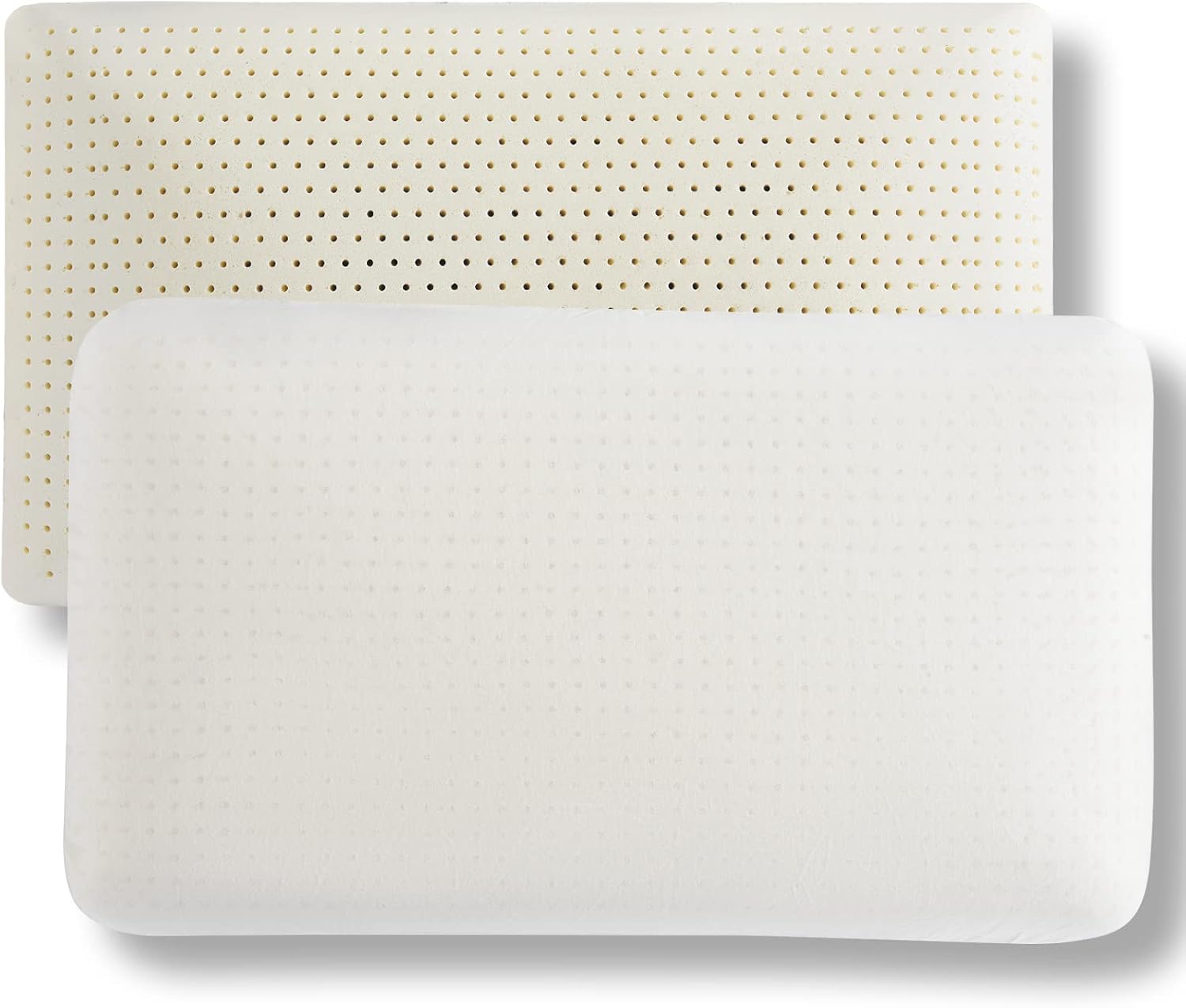 Natural Latex Pillow Sleeping Bed Pillow, Medium Firmness Latex Pillow for Side, Back, and Stomach Sleepers, Removable Breathable Cotton Cover ()