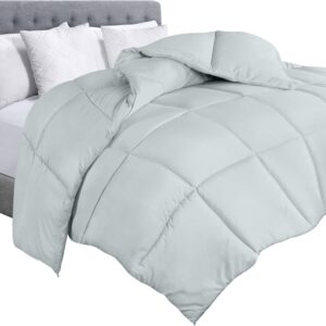 Comforter Duvet Insert, Quilted Comforter with Corner Tabs, Box Stitched Down Alternative Comforters Queen Size (Light Grey)