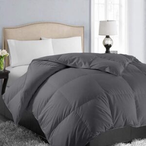 All Season Queen Size Soft Quilted Down Alternative Comforter Reversible Duvet Insert with Corner Tabs,Winter Summer Warm Fluffy,Dark Grey,88x88 inches