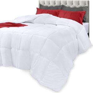 Comforters Queen Size, All Season Duvet Insert, Down Alternative Box Stitched Bed Comforter with Corner Tabs, Machine Washable (White)