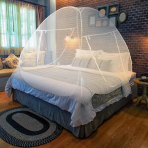 Mosquito Net Tent – Large 80" x 71" x 63" Foldable Mesh Tent Enclosure Canopy, Portable Pop up Design, Extra Fine Holes Screen, Dual Side Zipper Enclosure, Lightweight Outdoor Cover, White