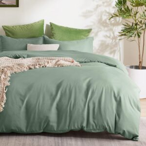 Duvet Cover King Size - Only Includes 1 Duvet Cover (104"x90"), Soft Double Brushed All Season Bedding for Kids & Adults, Zipper Closure, NO Comforter, Sage Green