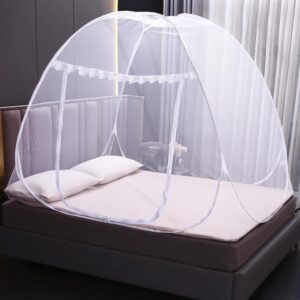Pop Up Mosquito Net Tent for Bed,Bed Canopy with Net Bottom,Mosquito Netting Bed Tent for Kids Girls Boys,Suit for Indoor Outdoor (Full/Queen, White)
